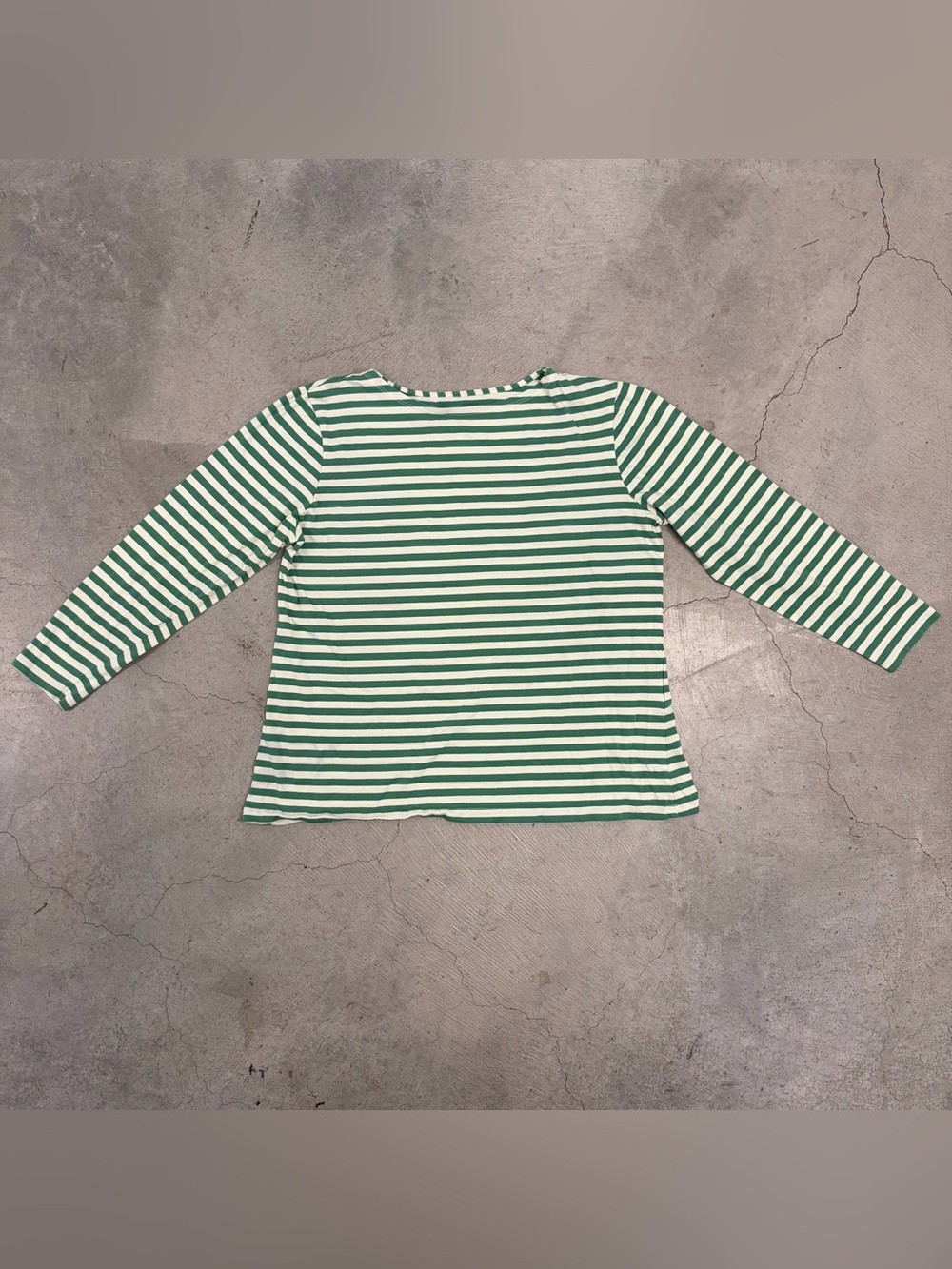 Striped Green & White Long Sleeve Women's Top-Large